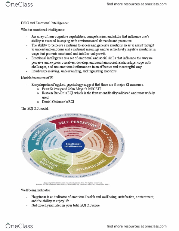 BU121 Lecture Notes - Lecture 9: Peter Salovey, Mayer-Salovey-Caruso Emotional Intelligence Test, Applied Psychology thumbnail