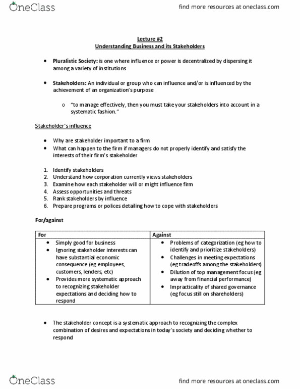 ADM 1301 Lecture Notes - Lecture 2: Stakeholder Theory, Corporate Behaviour, Crisis Management thumbnail