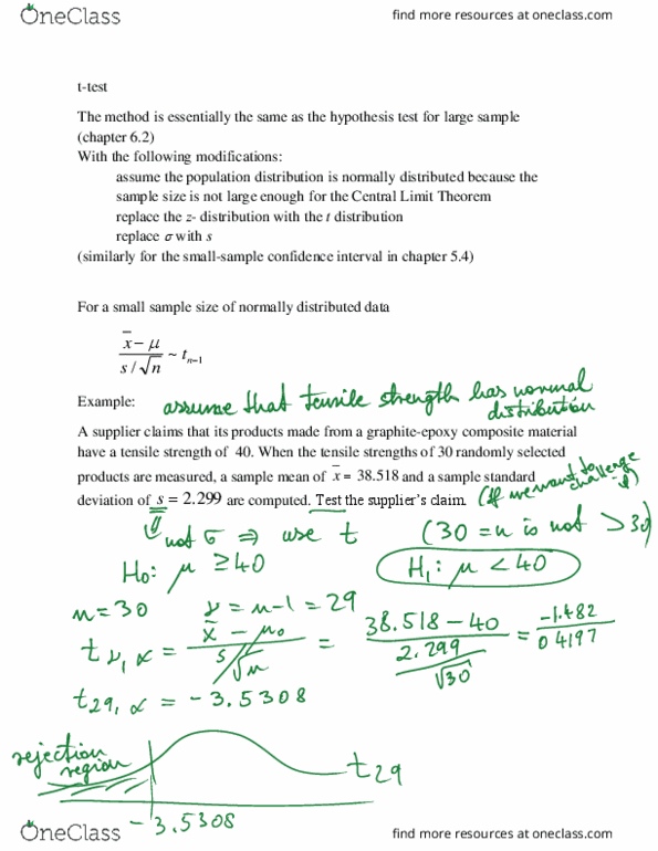 STAT 3450 Lecture Notes - Lecture 18: Central Limit Theorem, Ultimate Tensile Strength, Sampling Distribution thumbnail