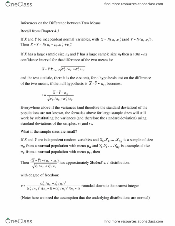 STAT 3450 Lecture Notes - Lecture 20: Null Hypothesis, Standard Deviation, Confidence Interval thumbnail