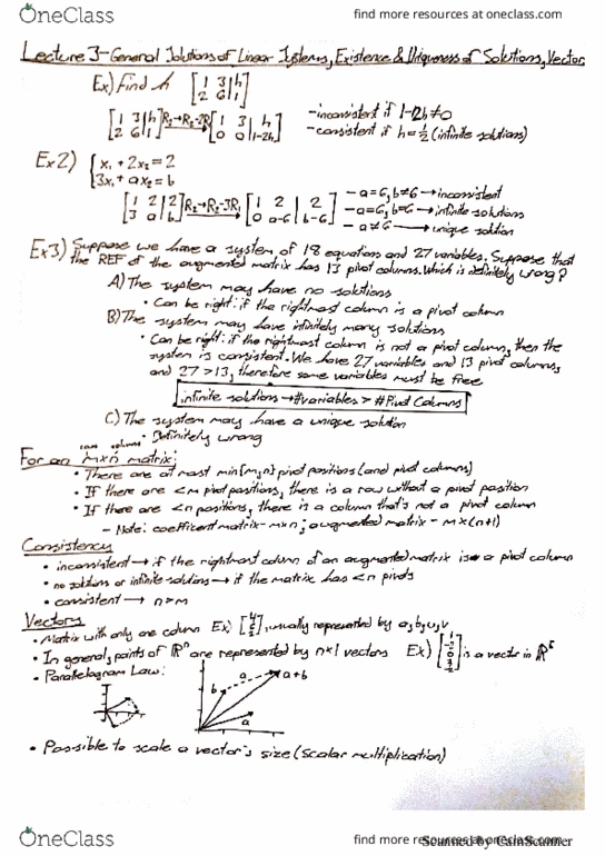 MAT 1302 Lecture 3: General Solutions of Linear Systems, Existence & Uniqueness of Solutions, and Vectors thumbnail