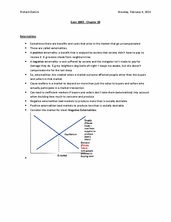 ECON 1B03 Lecture Notes - Social Cost, Externality, Deadweight Loss thumbnail