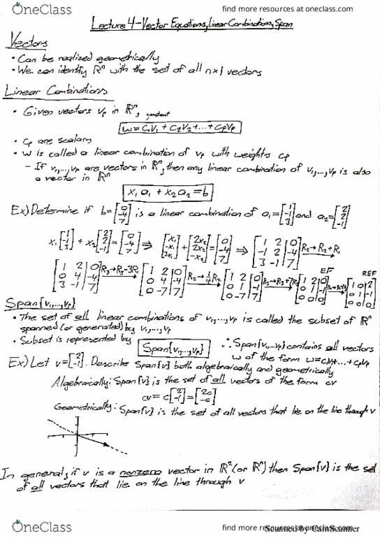 MAT 1302 Lecture 4: Vector Equations, Linear Combinations, and Span thumbnail