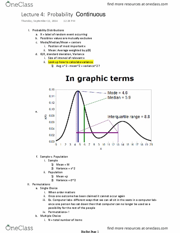 BIOL 3312 Lecture Notes - Lecture 4: Interquartile Range, Standard Deviation, Probability Distribution thumbnail