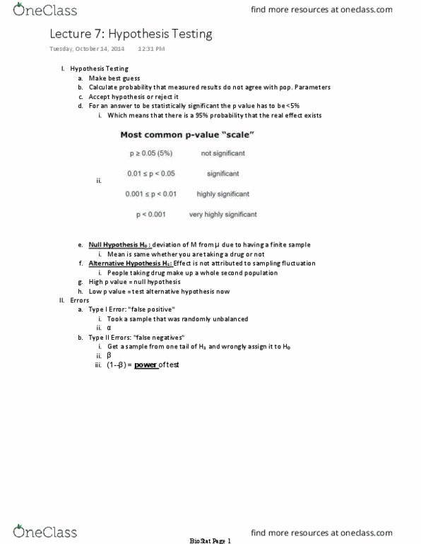 BIOL 3312 Lecture Notes - Lecture 7: Null Hypothesis thumbnail