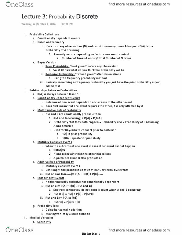 BIOL 3312 Lecture Notes - Lecture 3: Posterior Probability, Prior Probability, Frequentist Probability thumbnail