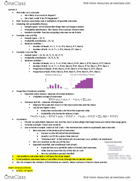 BEPP 305 Lecture Notes - Lecture 1: Expected Shortfall, Sample Space, Expected Loss thumbnail