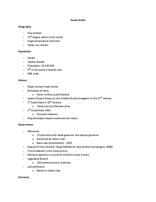 INTA 2XXX Lecture Notes - Ibn Saud, History Of Saudi Arabia, Sharia thumbnail