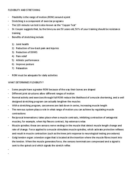 BPK 143 Lecture Notes - Stretching, Stretch Reflex, Lumbar Vertebrae thumbnail