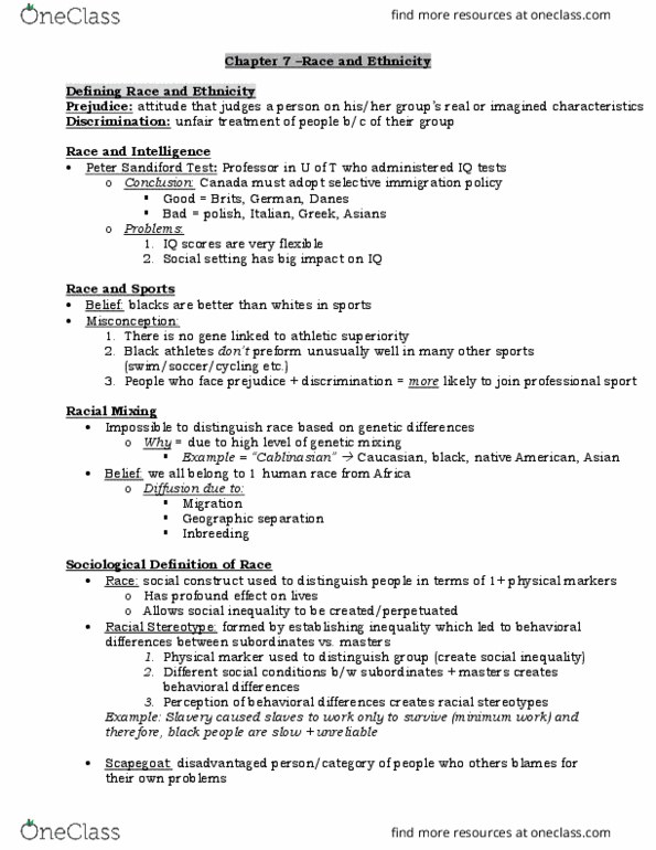 SY101 Chapter Notes - Chapter 7: Irish Canadian, Symbolic Interactionism, Symbolic Ethnicity thumbnail