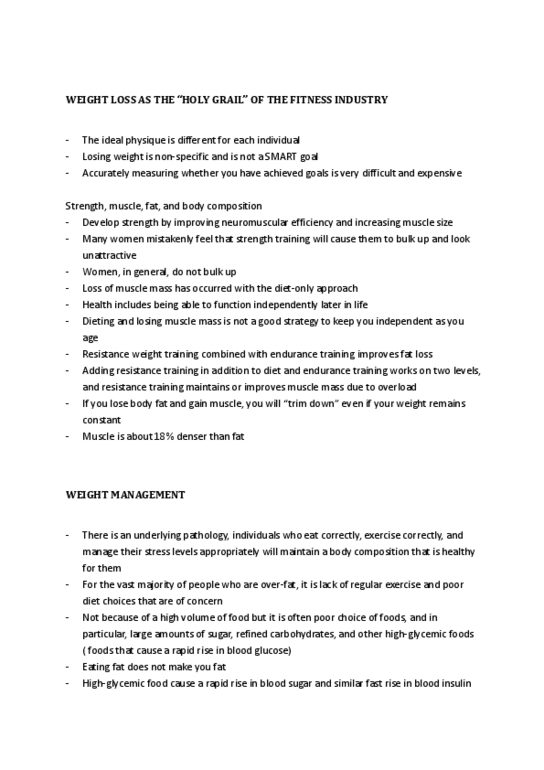 BPK 143 Chapter Notes - Chapter 10: Body Fat Percentage, Fad Diet, Blood Sugar thumbnail