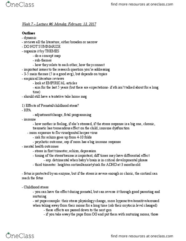 PSYD33H3 Lecture Notes - Lecture 6: Concept Map, Master Sergeant, Cortisol thumbnail