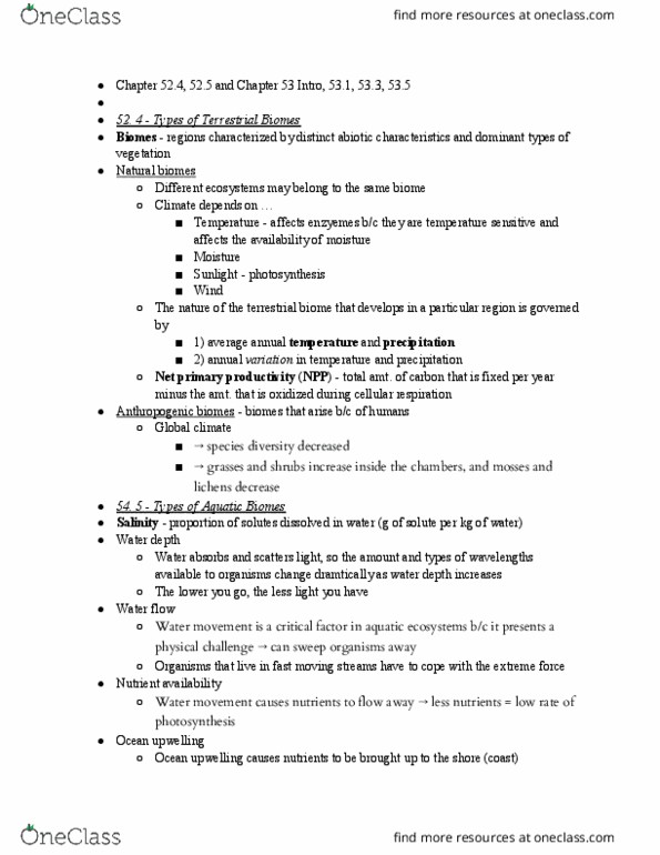 BIO SCI 94 Chapter Notes - Chapter 52, 53: Anthropogenic Biome, Behavioral Ecology, Biome thumbnail