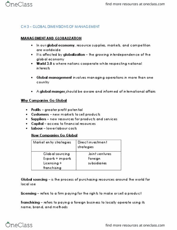 GMS 200 Lecture Notes - Lecture 8: Global Sourcing, Franchising, Ethnocentrism thumbnail