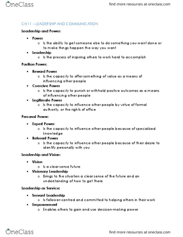 GMS 200 Lecture Notes - Lecture 3: Fiedler Contingency Model, Situational Leadership Theory, Ethnocentrism thumbnail