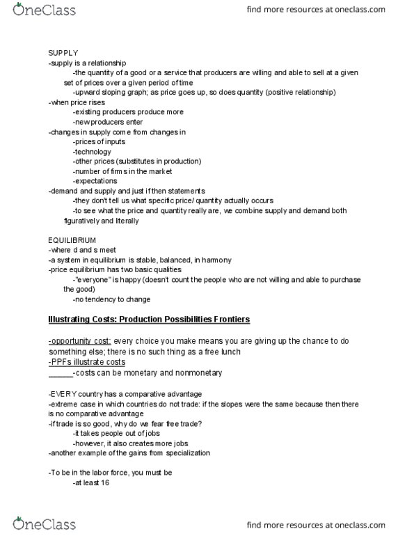 ECON 1101 Lecture Notes - Lecture 2: Comparative Advantage, Unemployment thumbnail