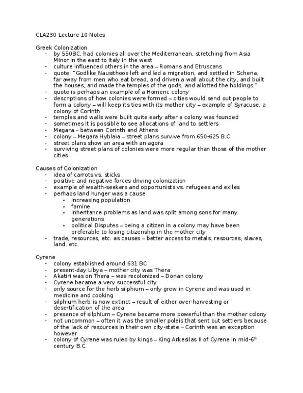 CLA230H1 Lecture 10: CLA230 Lecture 10 Notes thumbnail