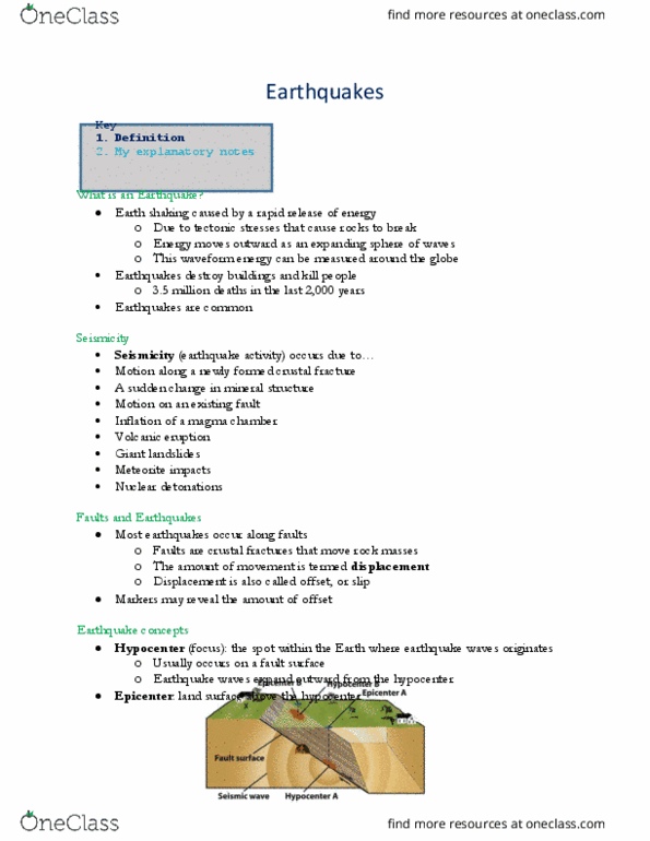 EARTHSC 1121 Lecture Notes - Lecture 8: Fault Scarp, Seismic Wave, Thrust Fault thumbnail