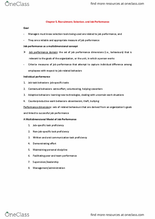 Management and Organizational Studies 3384A/B Lecture Notes - Lecture 6: Job Performance, Online Analytical Processing, Adaptive Behavior thumbnail