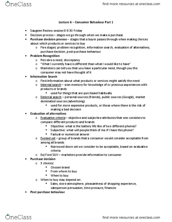 Management and Organizational Studies 1021A/B Lecture Notes - Lecture 7: Sport Utility Vehicle, Decision-Making, Overchoice thumbnail