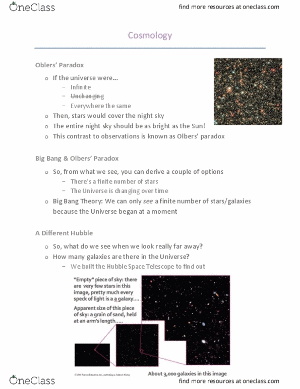 Astronomy 1021 Lecture Notes - Lecture 35: Vesto Slipher, Hubble Space Telescope, Hubble Deep Field thumbnail