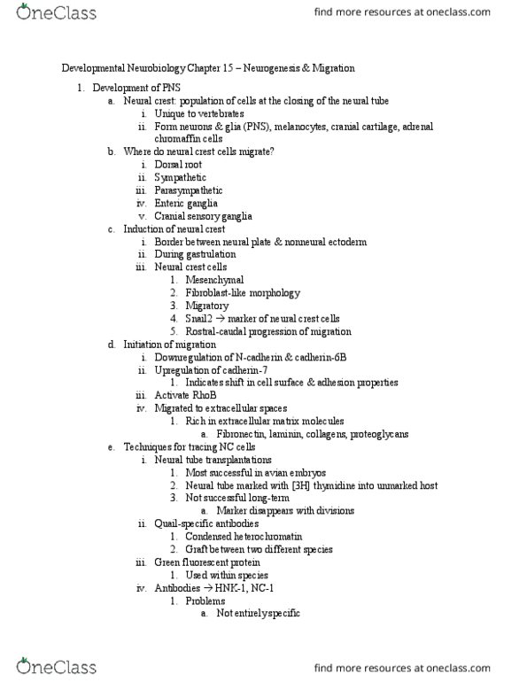 BISC439 Chapter Notes - Chapter 15: Green Fluorescent Protein, Dorsal Root Ganglion, Neural Crest thumbnail