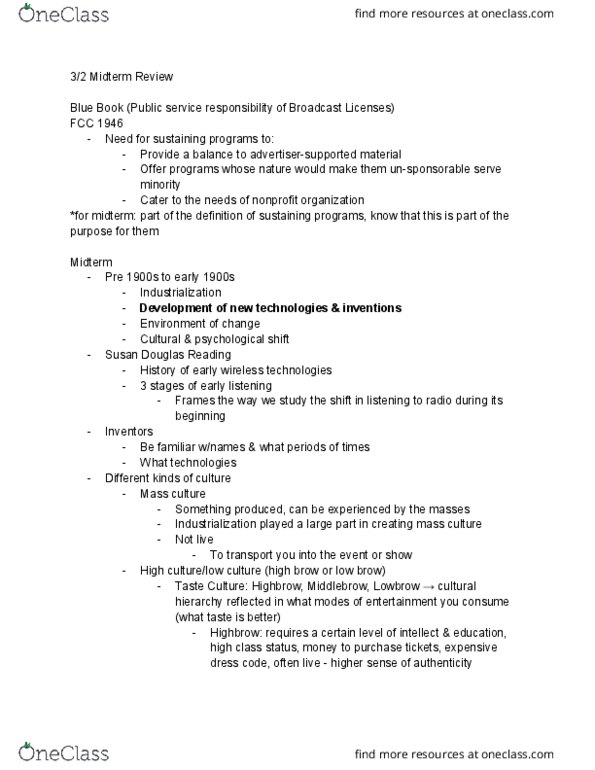 MCC-UE 1010 Lecture 10: 3/2 Midterm Review thumbnail