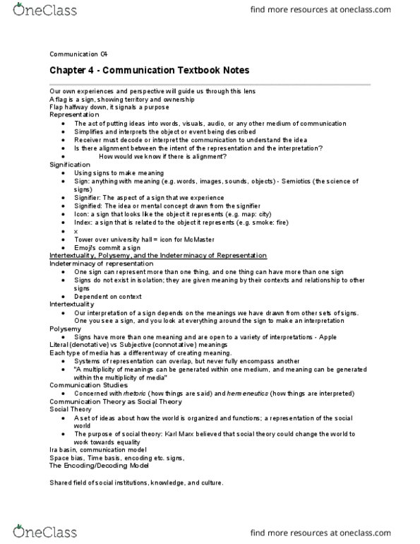 CMST 1A03 Chapter 4: Communication C4 thumbnail
