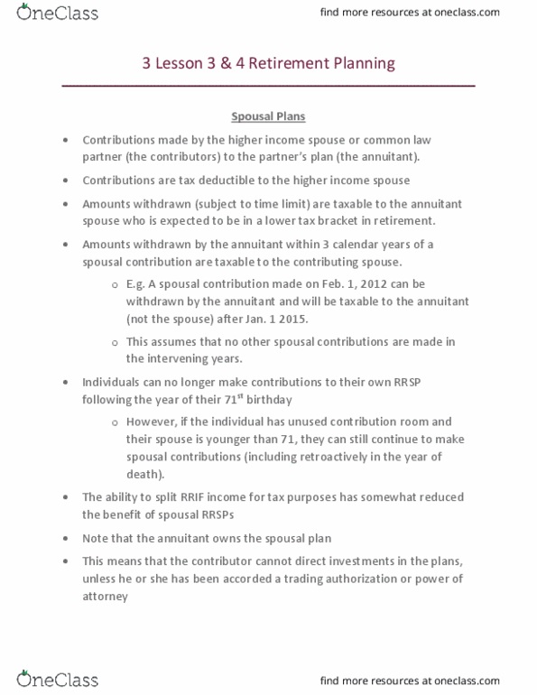 Business Administration - Financial Planning RFC230 Lecture 3: 3 Lesson 3 & 4 Retirement Planning thumbnail