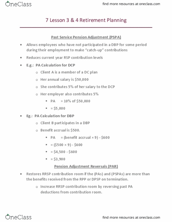 Business Administration - Financial Planning RFC230 Lecture 4: 7 Lesson 3 & 4 Retirement Planning thumbnail