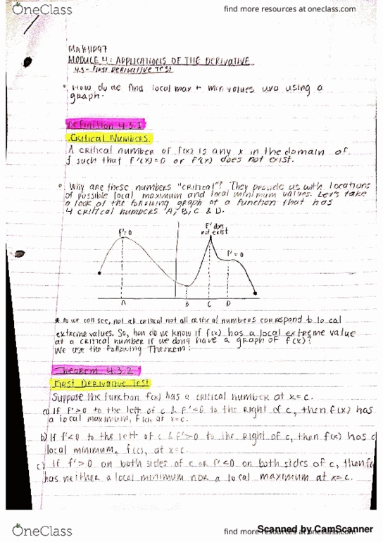 MATH 1P97 Lecture 30: Online (Module 4: Application of the Derivative) Chapter 4.3 - First Derivative Test thumbnail