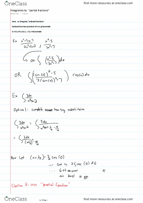 MATH115 Lecture Notes - Lecture 19: Rational Function, Partial Fraction Decomposition thumbnail