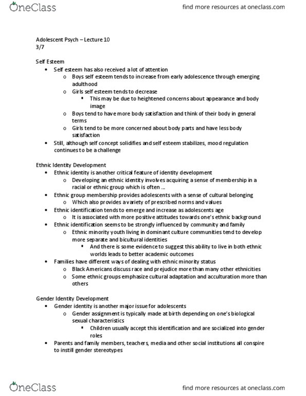 PSYCH 355 Lecture 10: Adolescent Psych – Lecture 10 thumbnail