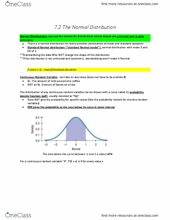 STA 309 Chapter 7.2: 7.2 The Normal Distribution thumbnail