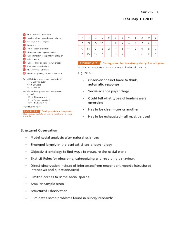 SOC 232 Lecture Notes - Participant Observation thumbnail