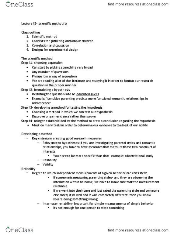 PSY 302 Lecture Notes - Lecture 2: Scientific Method, Naturalistic Observation, Mercury Poisoning thumbnail