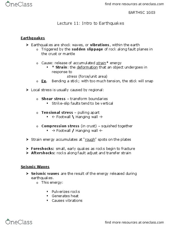 EARTHSC 1G03 Lecture 12: EARTHSC 1G03 - Lecture 12 (Intro to Earthquakes) thumbnail