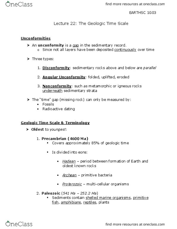 EARTHSC 1G03 Lecture 22: EARTHSC 1G03 - Lecture 22 (The Geologic Time Scale) thumbnail