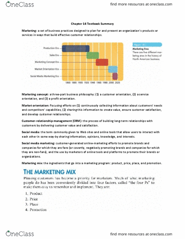 COMMERCE 1E03 Chapter Notes - Chapter 14: Social Media Marketing, Market Orientation, Customer Relationship Management thumbnail