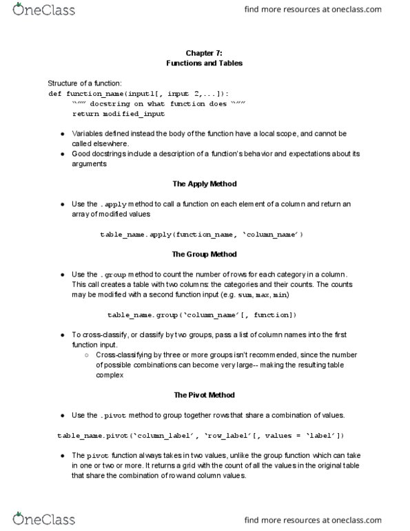 COMPSCI C8 Chapter 7: Computational & Inferential Thinking: Functions and Tables thumbnail