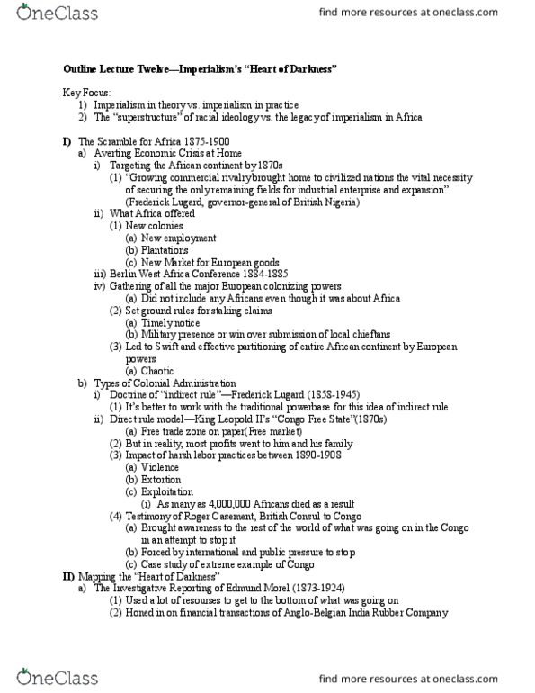 MMW 14 Lecture 12: Outline Lecture Twelve—Imperialism’s “Heart of Darkness” thumbnail