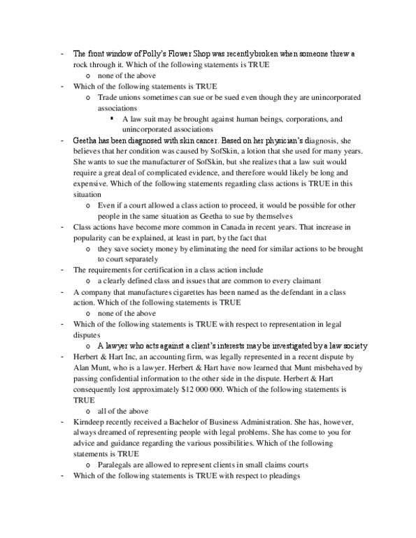 BUSA 364 Lecture Notes - Lecture 4: Law Society, Small Claims Court, Legal Personality thumbnail