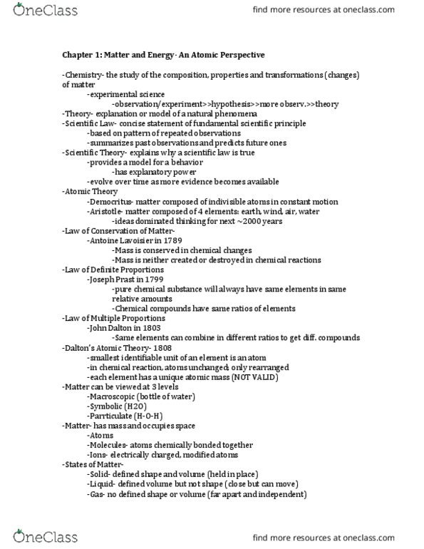 CH-1010 Lecture 1: Chapter 1 Notes thumbnail