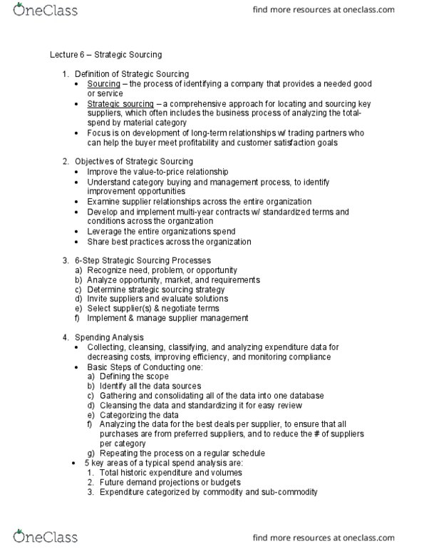 33:799:301 Lecture Notes - Lecture 6: Spend Analysis, Cash Flow, Reverse Auction thumbnail