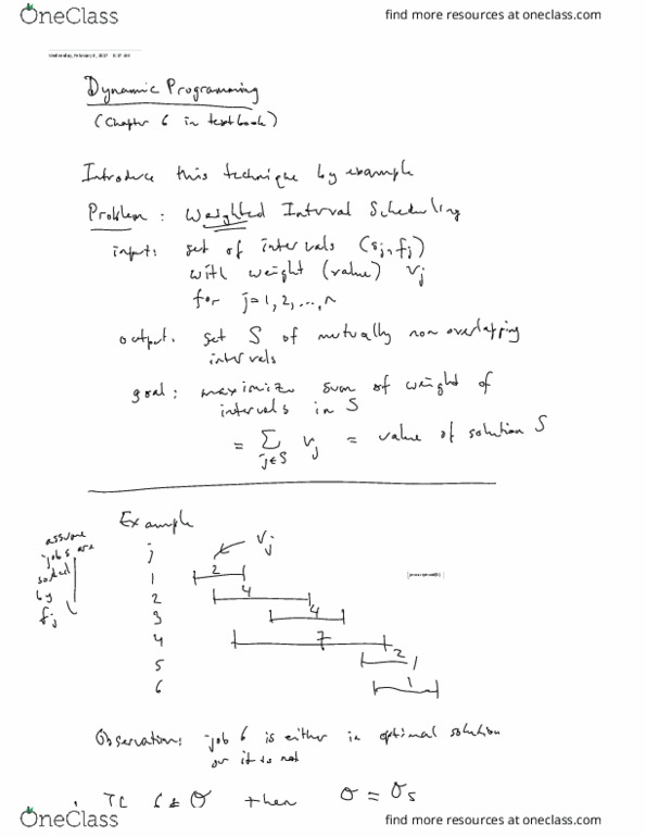 CS 4820 Lecture 7: 0208 Dynamic Programming 1 Weighted Interval Scheduling thumbnail