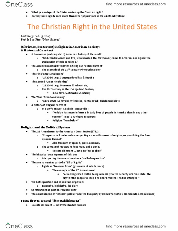 SRS 2195 Lecture 2: The Christian Right Notes thumbnail