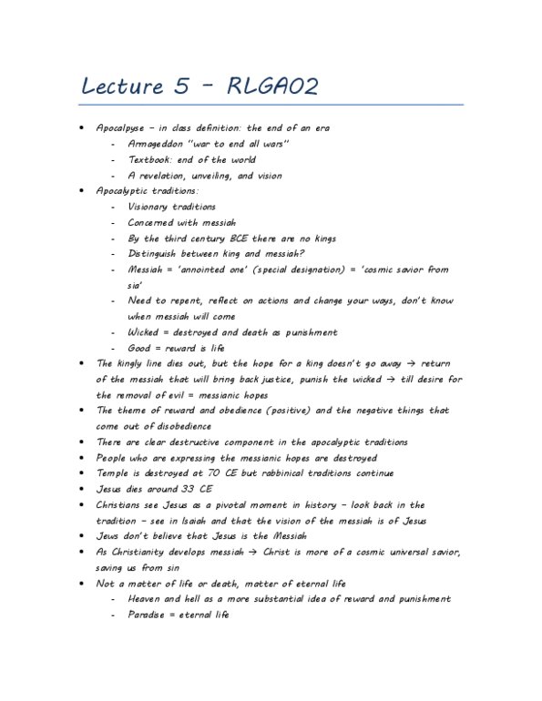 RLGA02H3 Lecture Notes - Gehenna, Synoptic Gospels thumbnail
