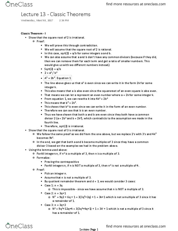 CSE 215 Lecture 13: Classic Theorems thumbnail