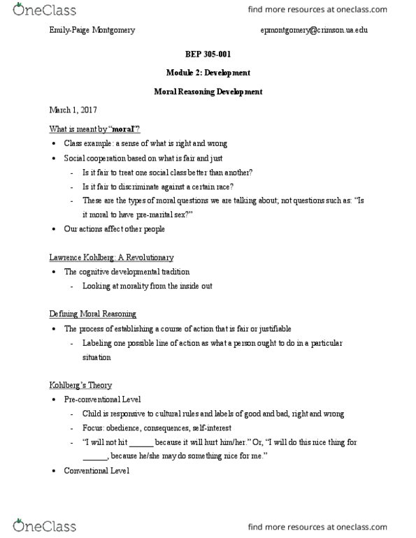 BEP 305 Lecture 19: Moral Reasoning Development thumbnail