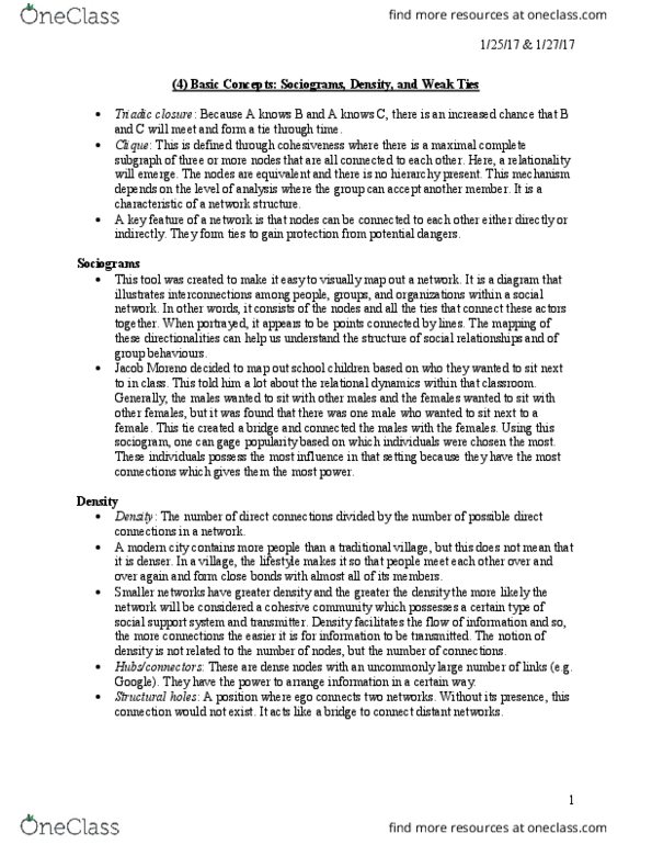 SOC 3332 Lecture 4: (4) & (5) Basic Concepts - Sociograms, Density, and Weak Ties thumbnail